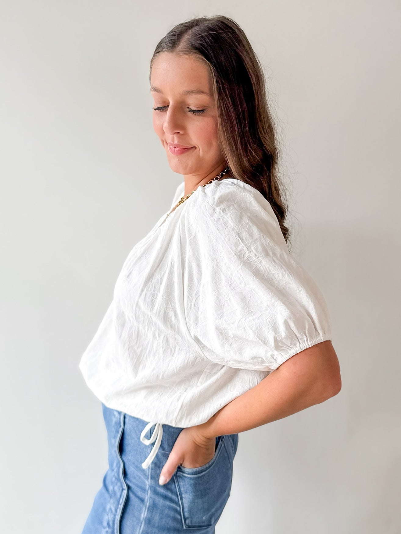 White Flutter Sleeve Top