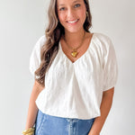 White Flutter Sleeve Top