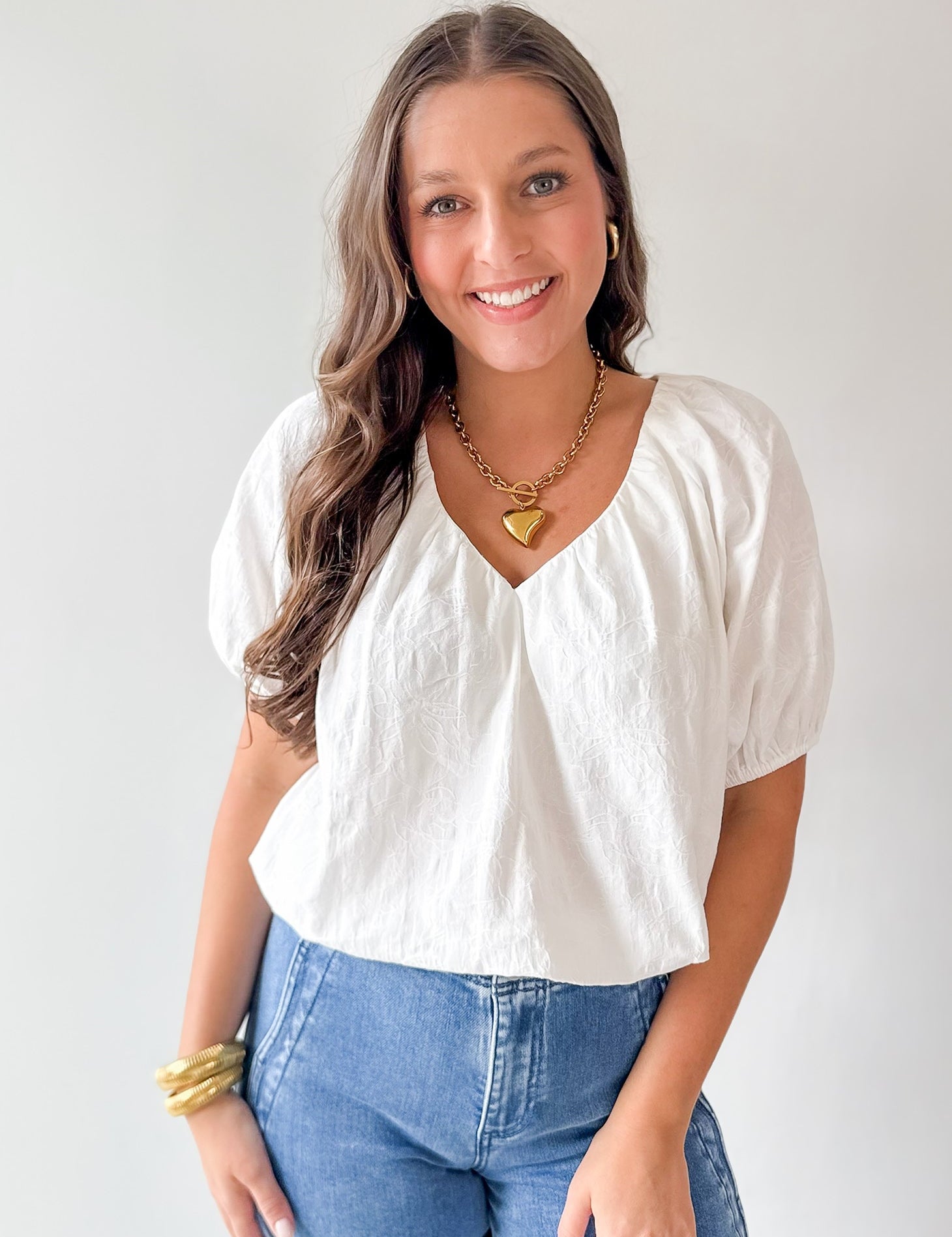 White Flutter Sleeve Top