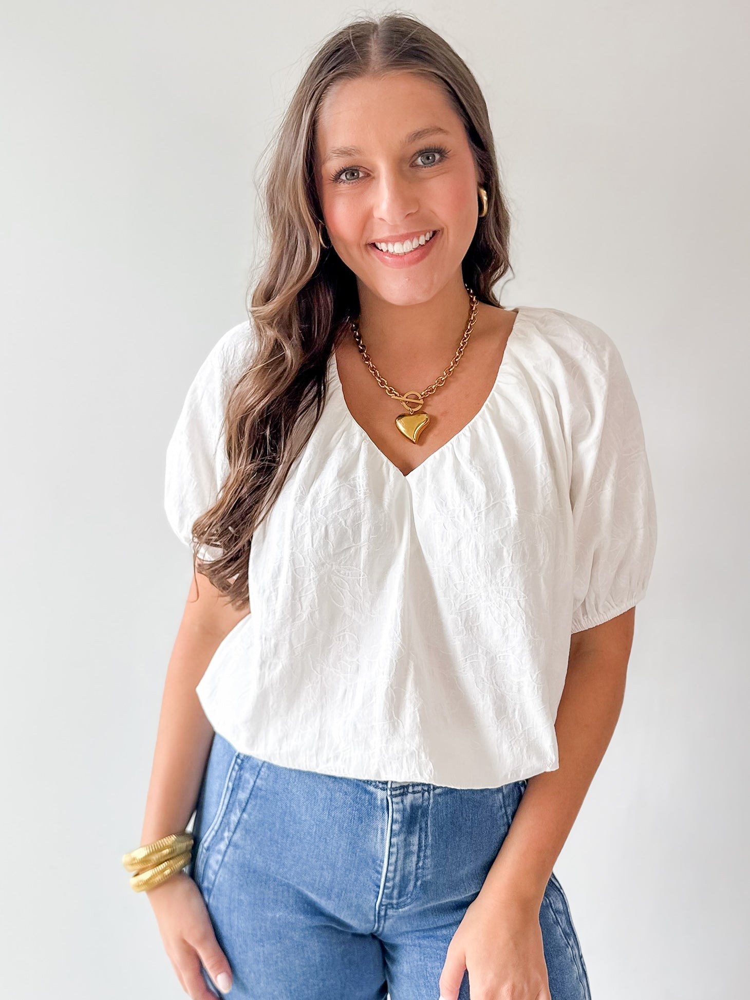 White Flutter Sleeve Top