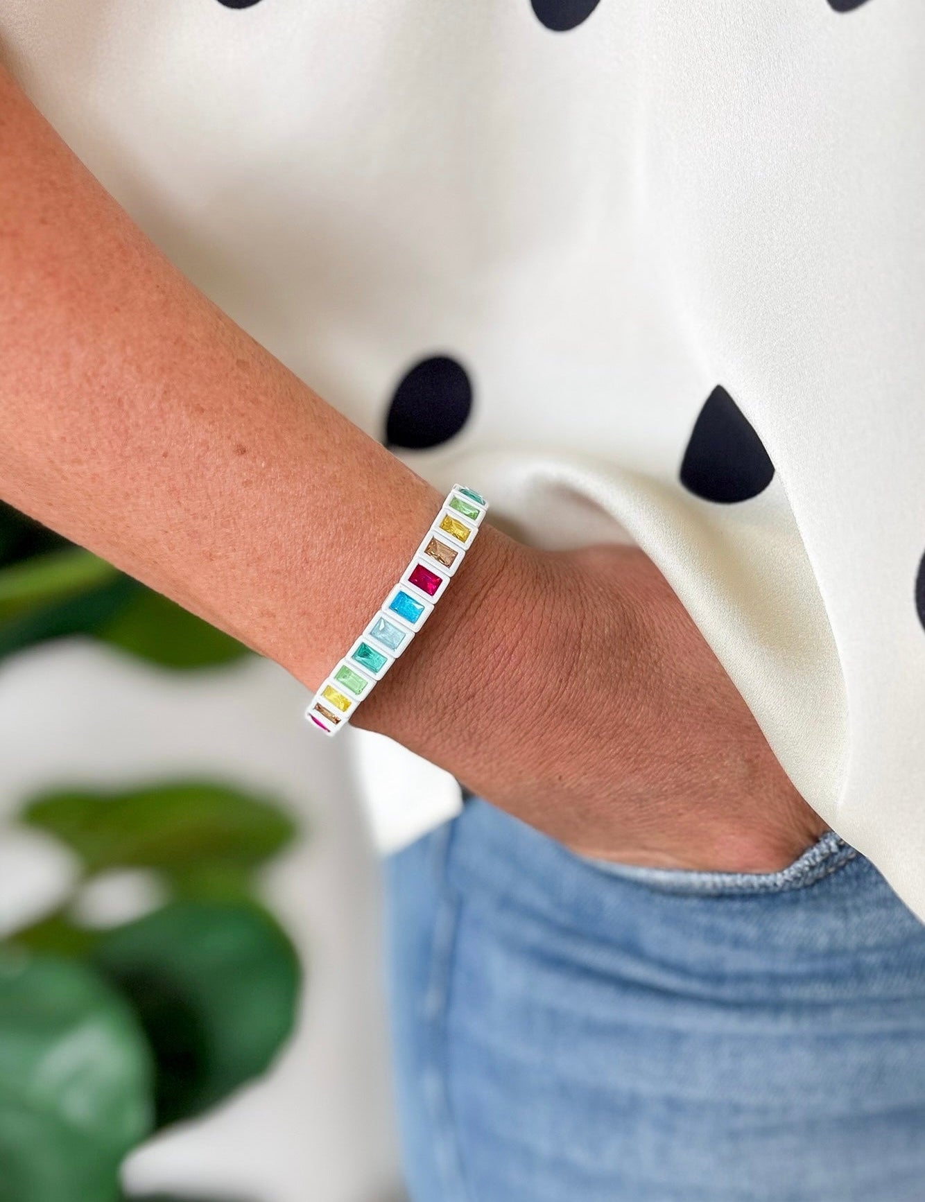 White Multi Color Stone Bracelet