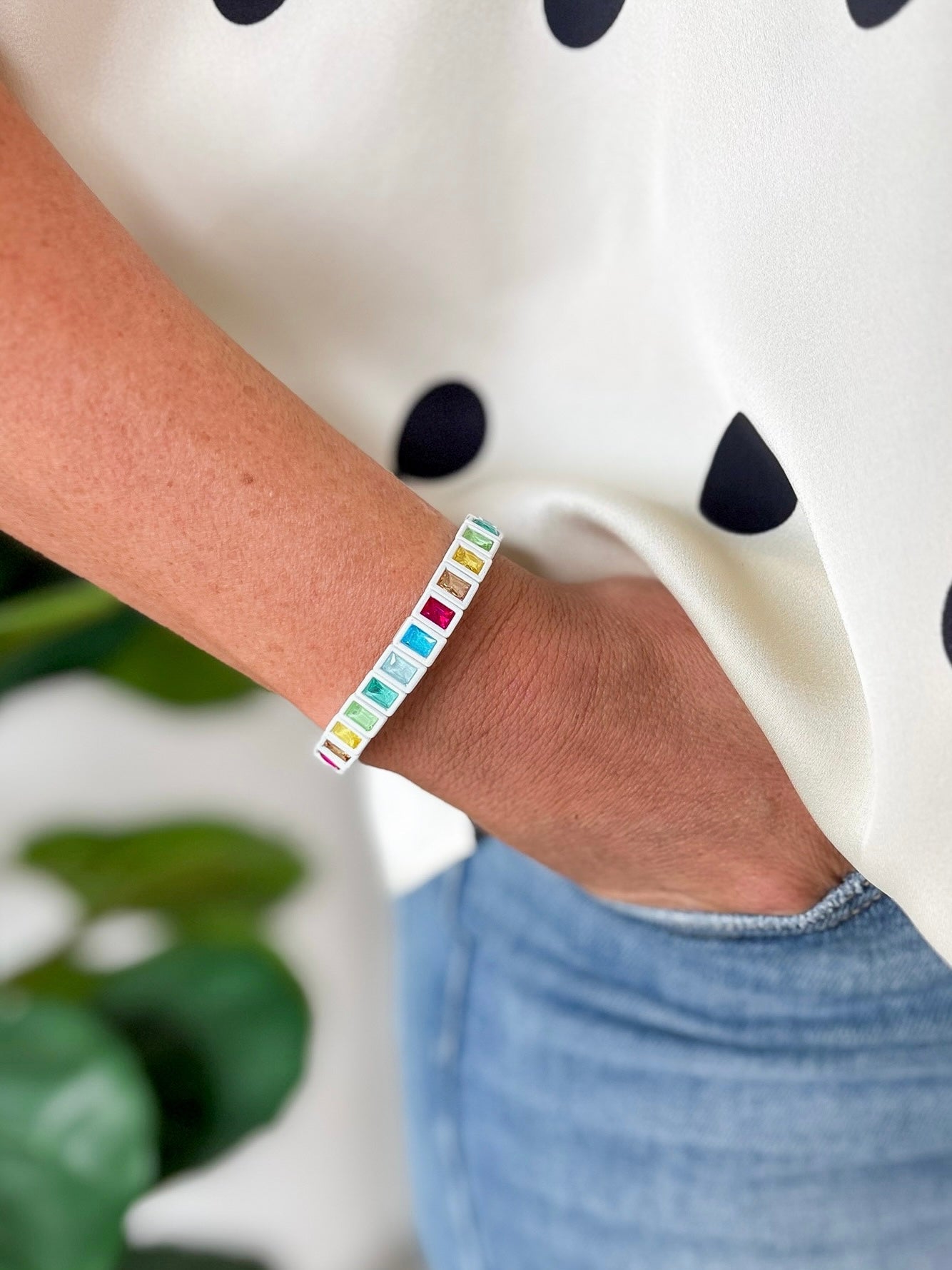 White Multi Color Stone Bracelet