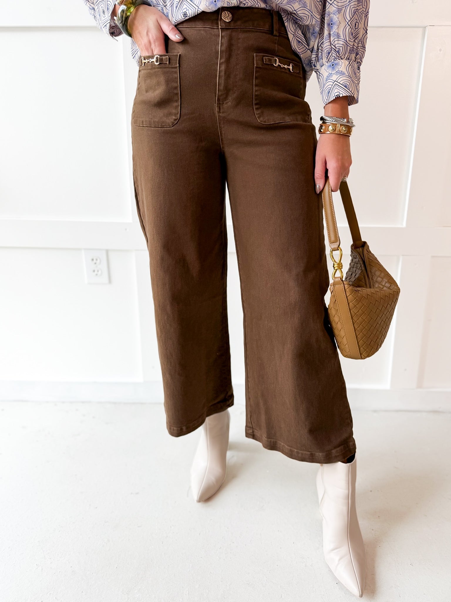 Wide Leg Pants - Brown