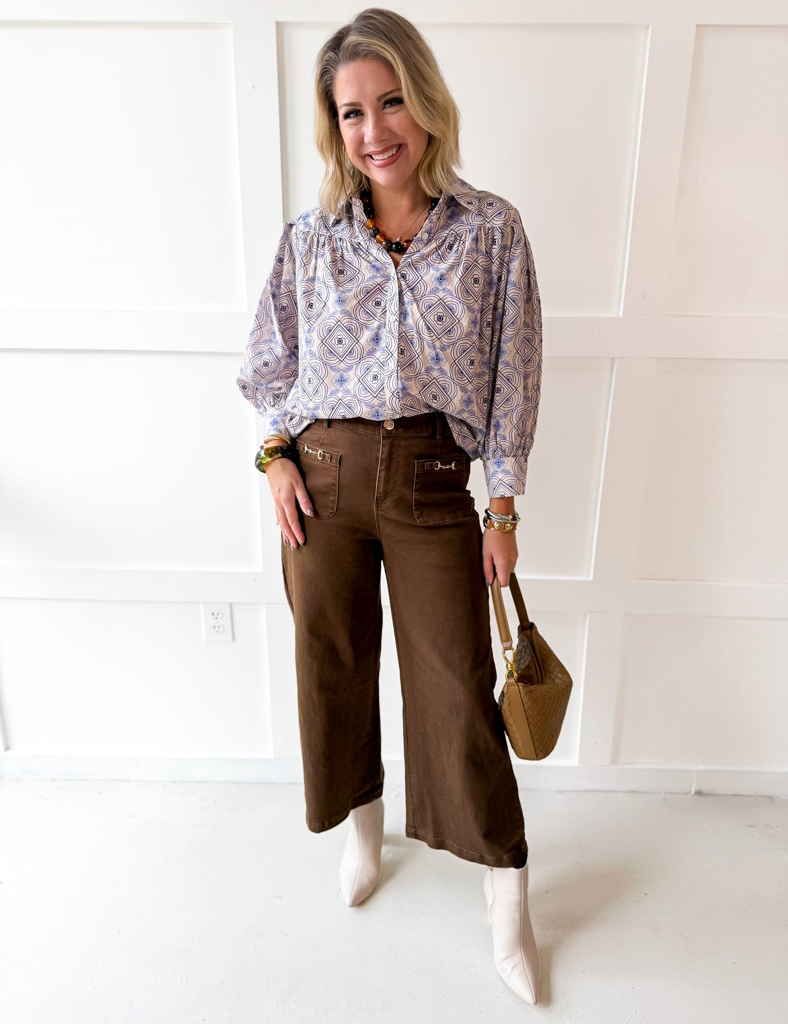 Wide Leg Pants - Brown