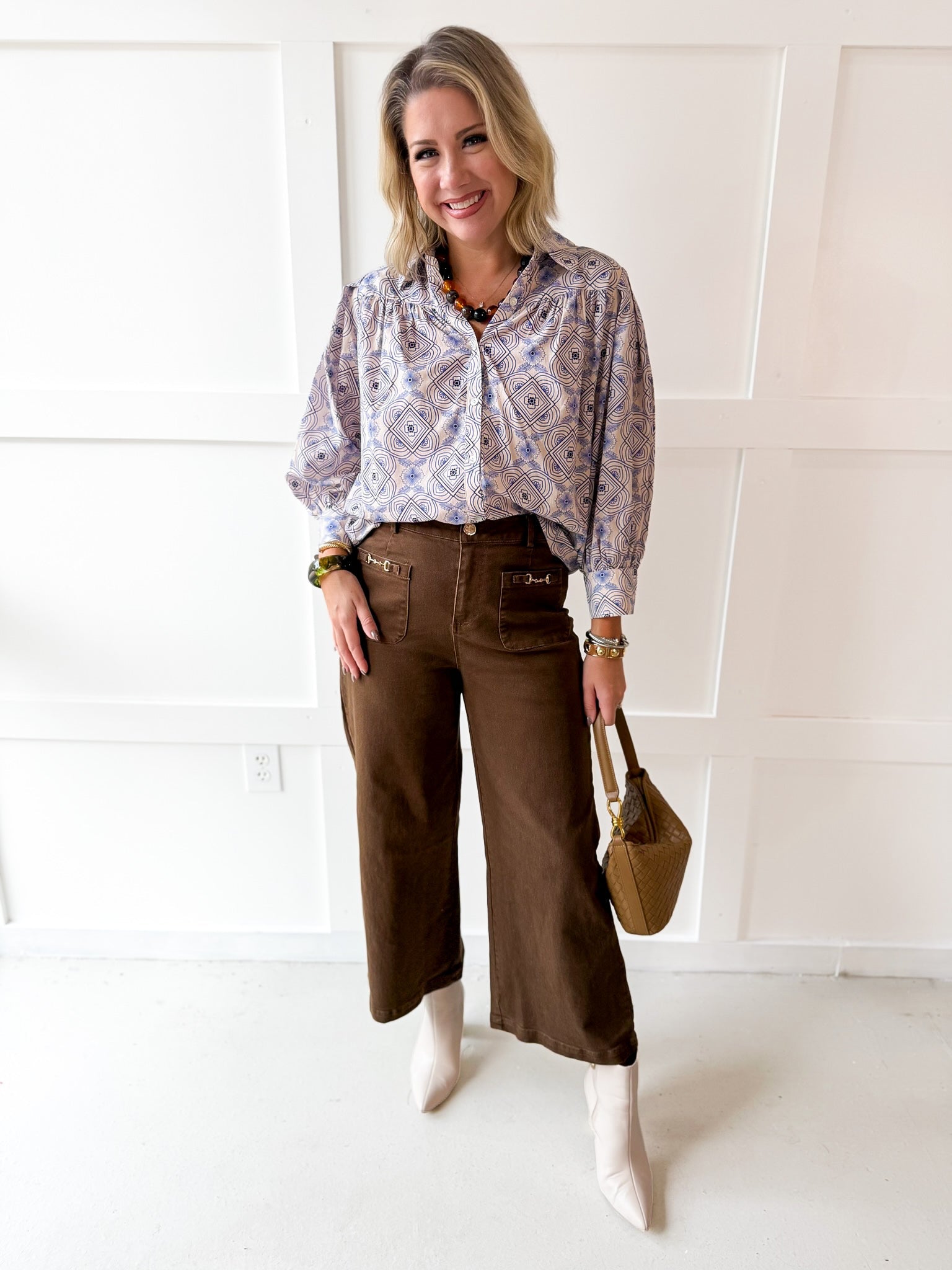 Wide Leg Pants - Brown