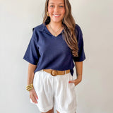 Wide Open Collar Knit Top