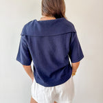 Wide Open Collar Knit Top