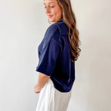 Wide Open Collar Knit Top