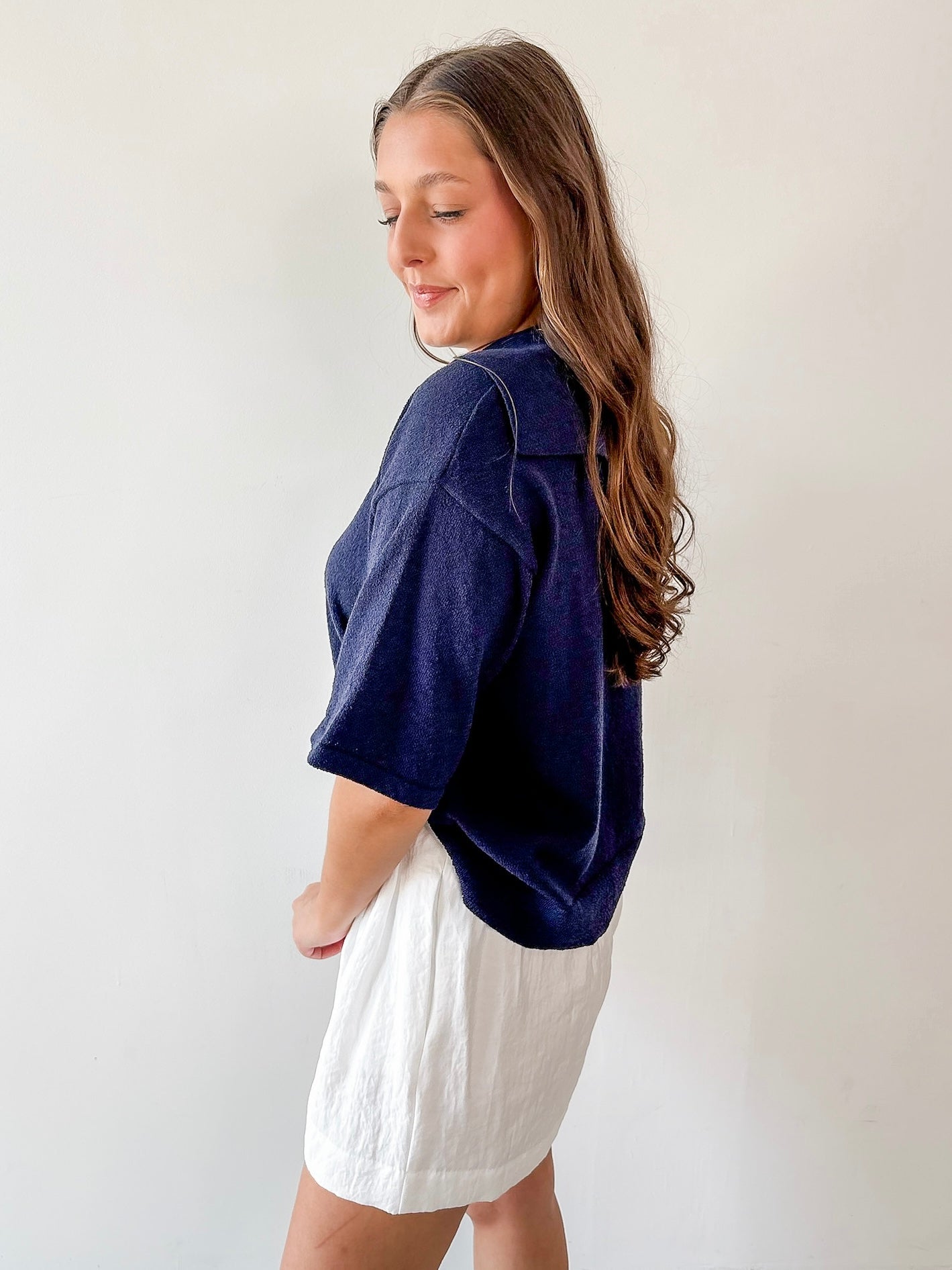 Wide Open Collar Knit Top