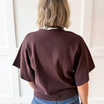 Wide Sleeve Knit Top - Brown