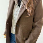 Wool Hooded Contrast Combo Coat - Brown
