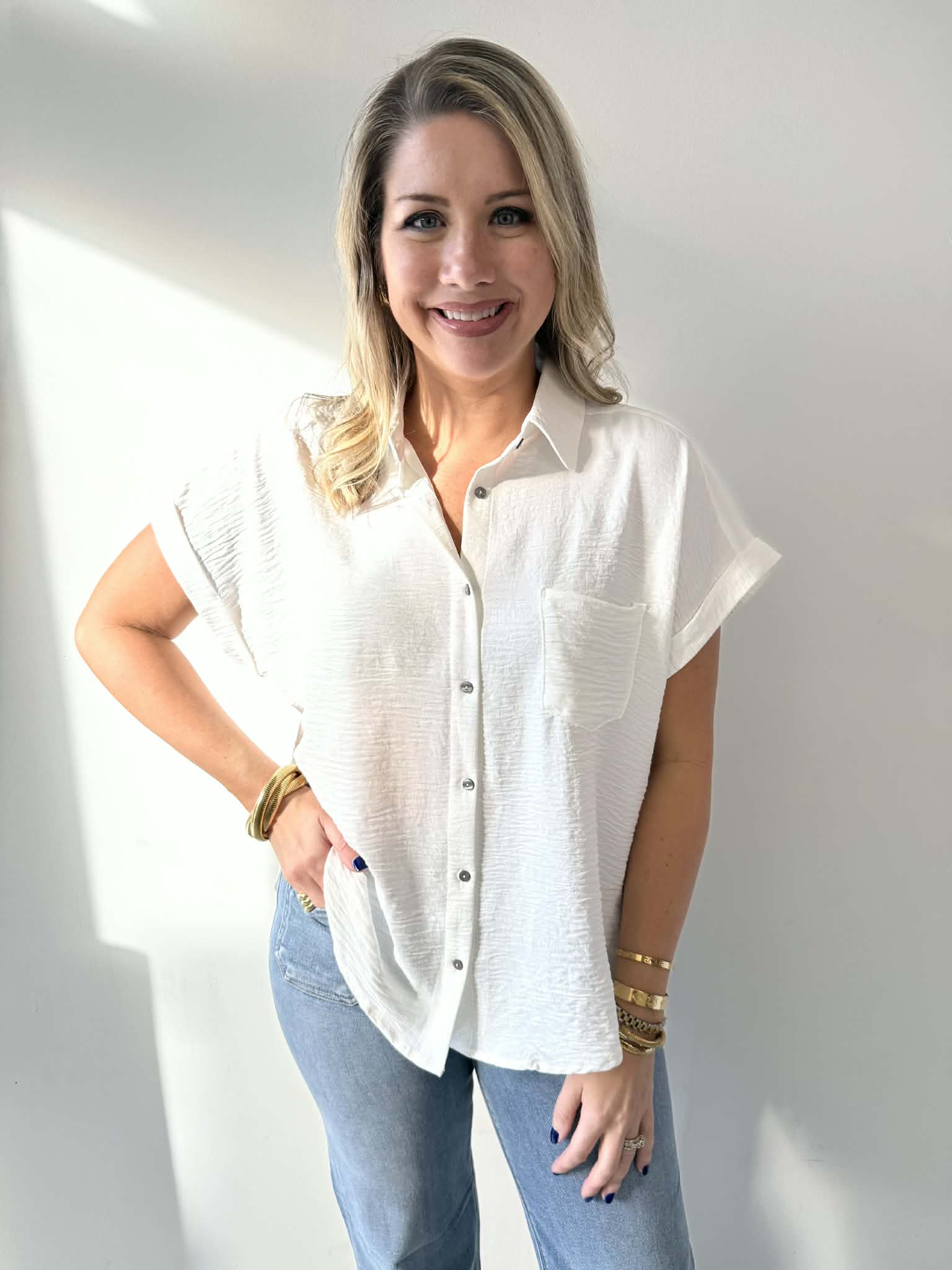 Woven Airflow Button Down Shirt