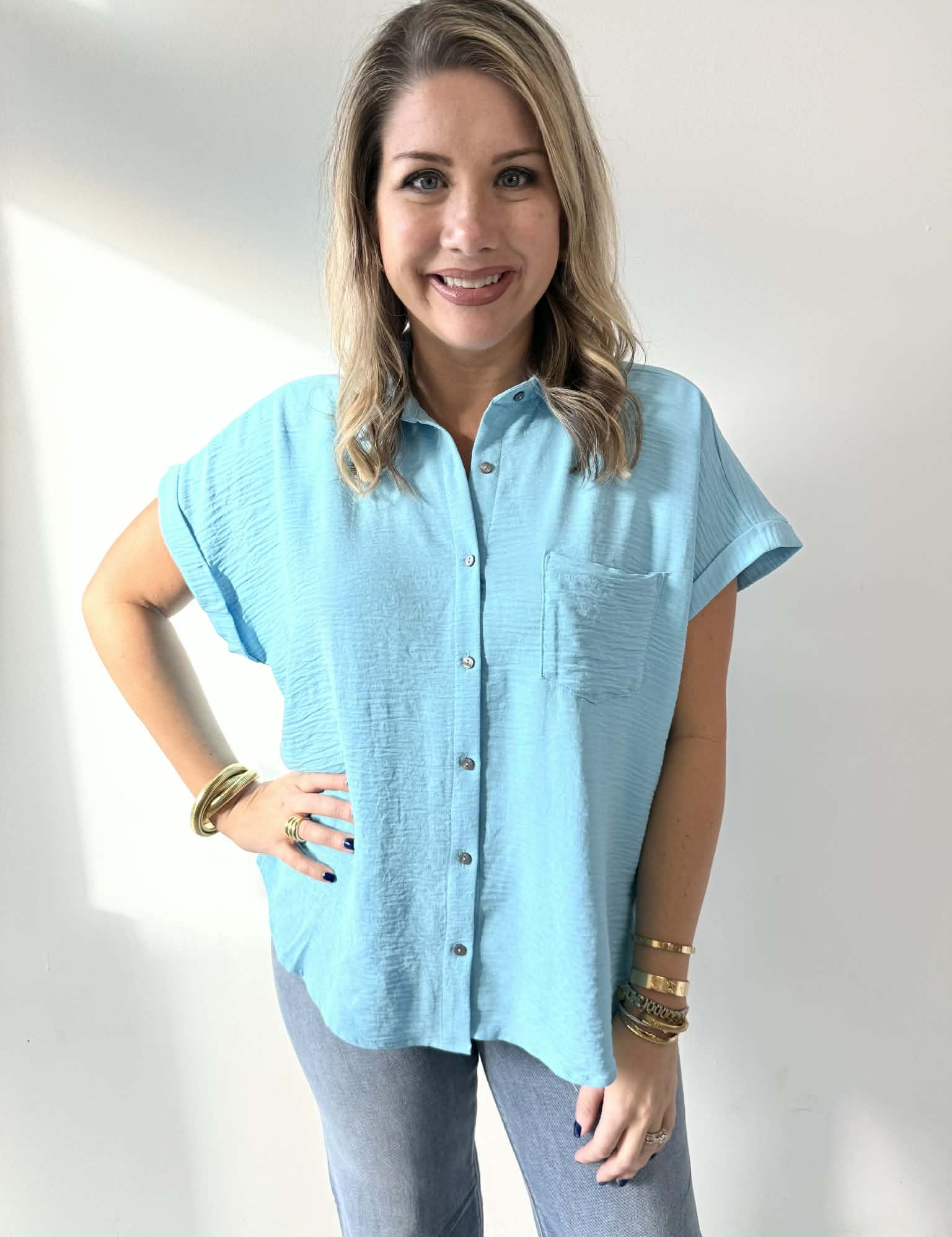 Woven Airflow Button Down Shirt