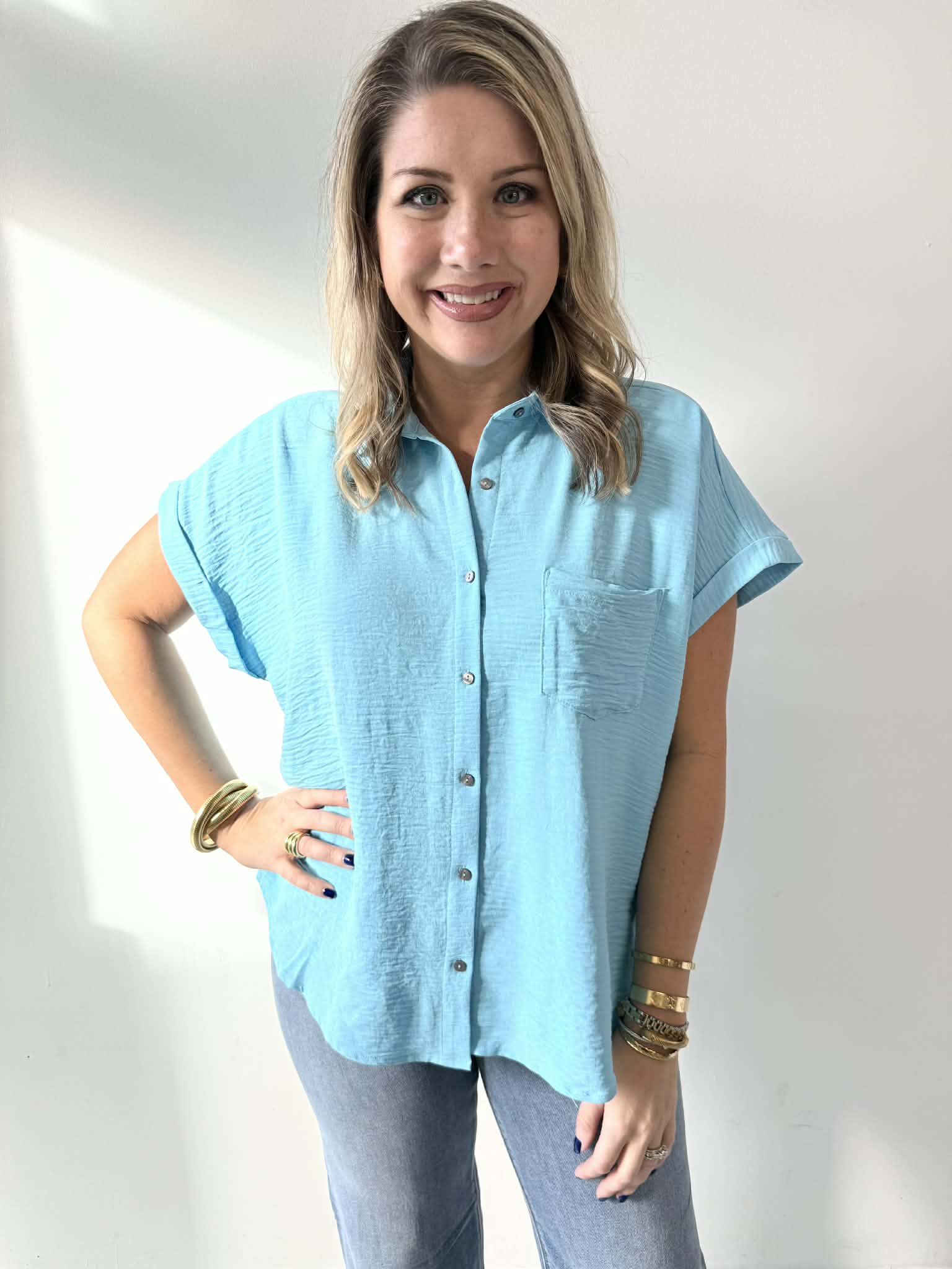 Woven Airflow Button Down Shirt