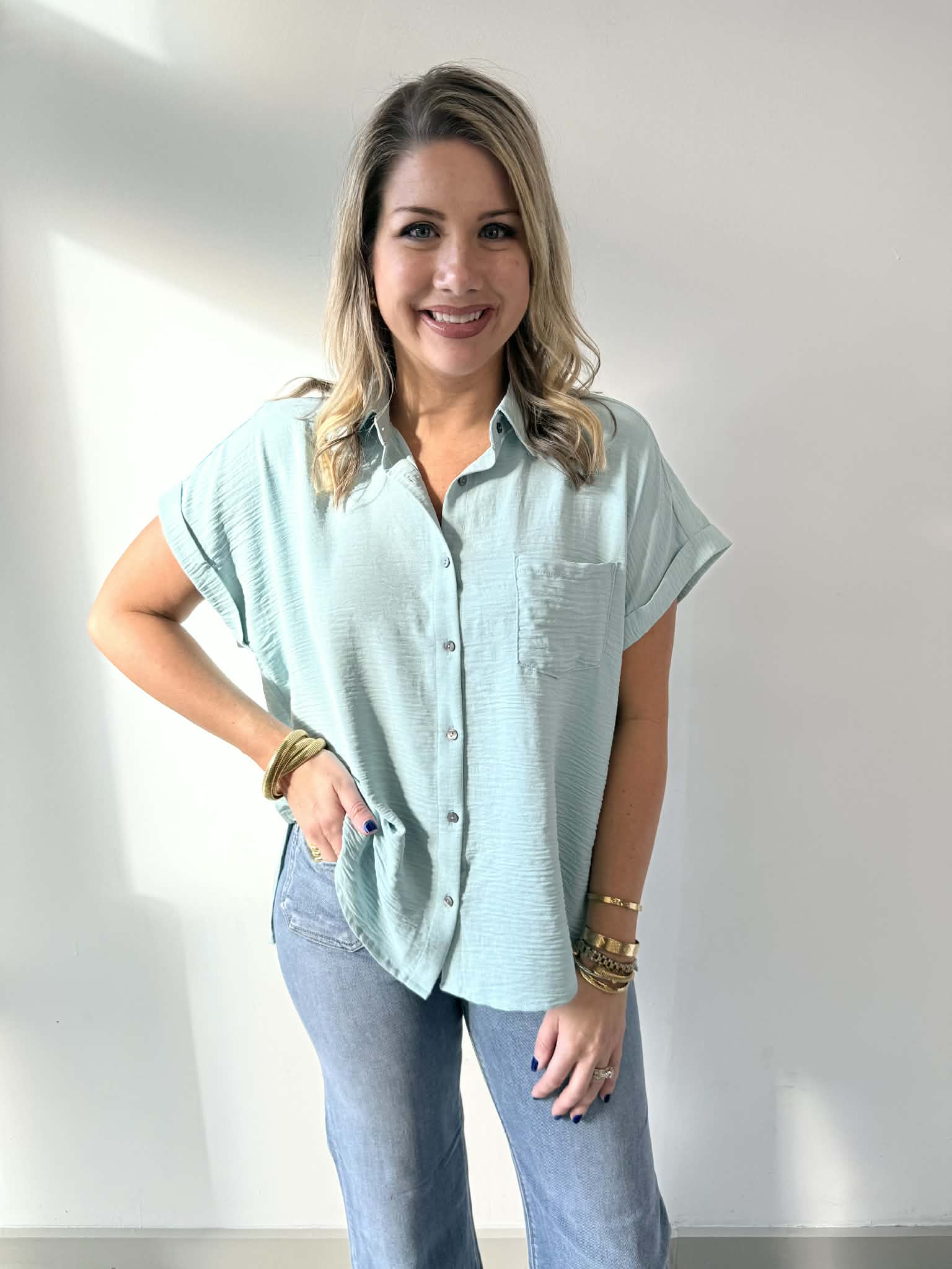 Woven Airflow Button Down Shirt