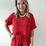 Woven Airflow Top & Shorts Set