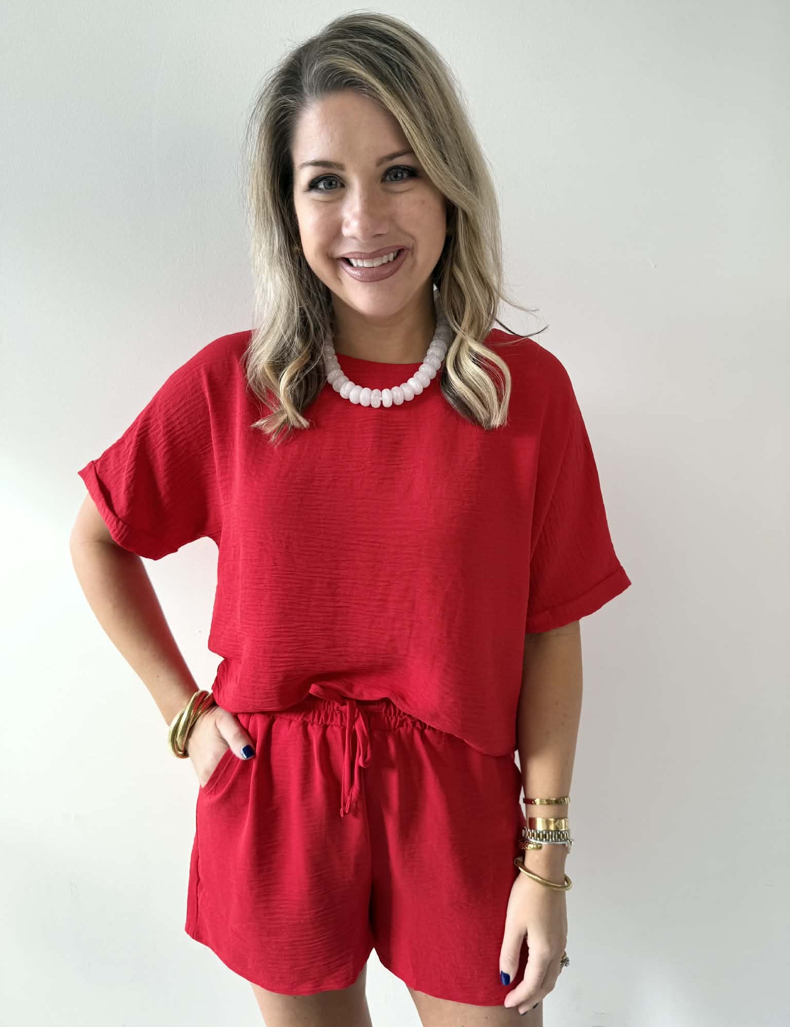 Woven Airflow Top & Shorts Set