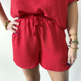Woven Airflow Top & Shorts Set