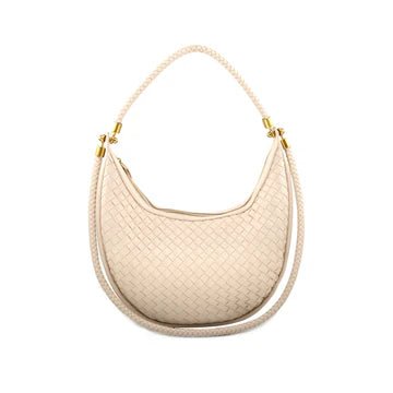 Woven Hobo Handbag - Cream