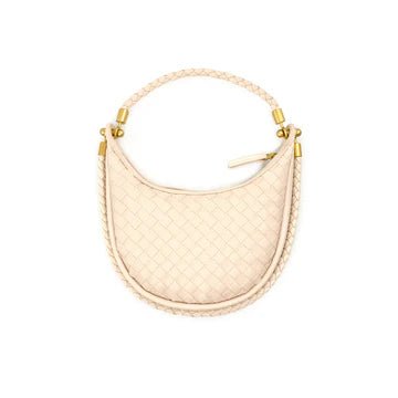 Woven Hobo Handbag - Cream