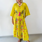 Woven Printed Maxi Dress - Mustard Multi