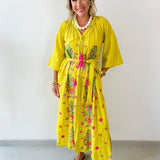 Woven Printed Maxi Dress - Mustard Multi
