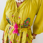 Woven Printed Maxi Dress - Mustard Multi
