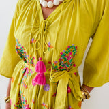 Woven Printed Maxi Dress - Mustard Multi