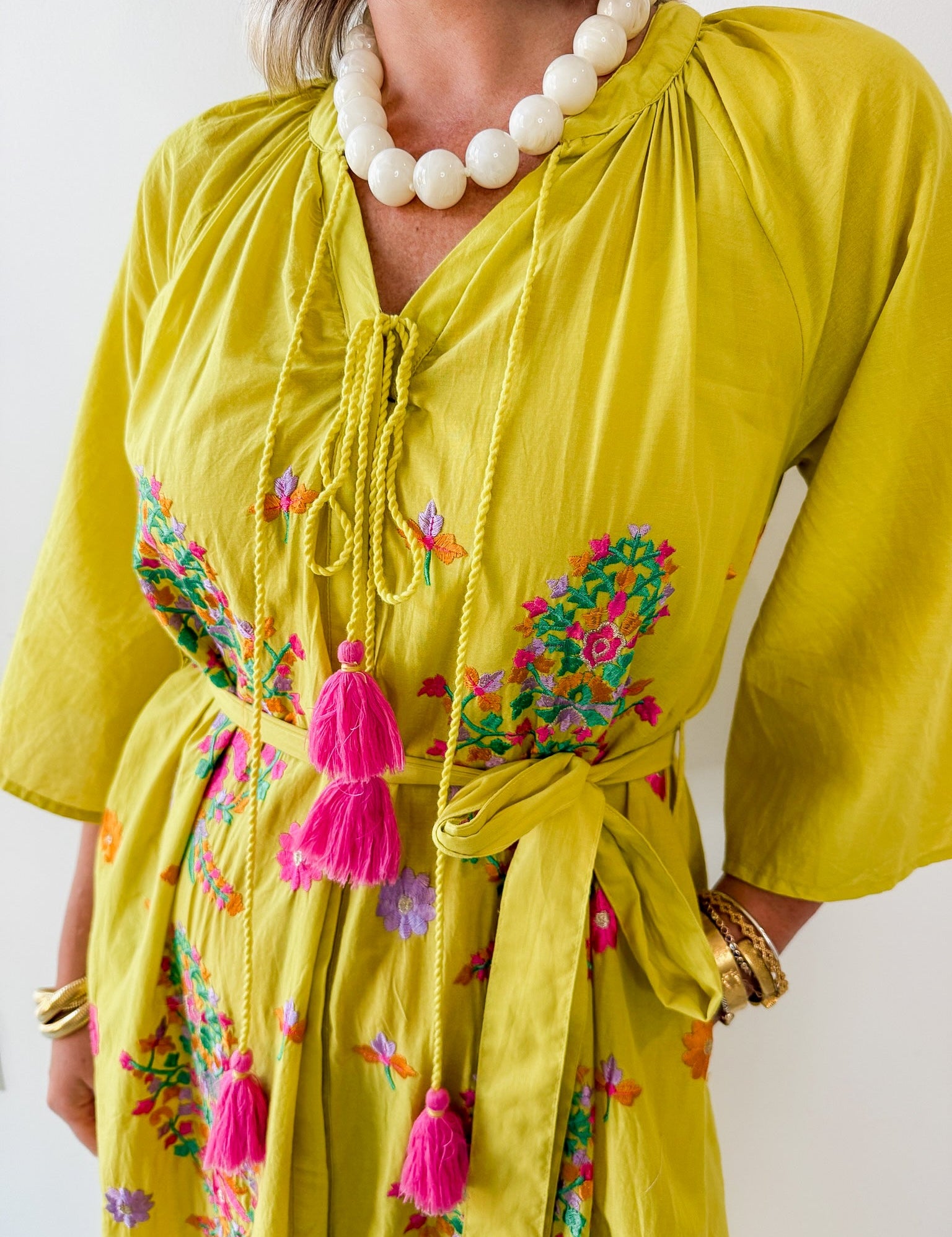 Woven Printed Maxi Dress - Mustard Multi