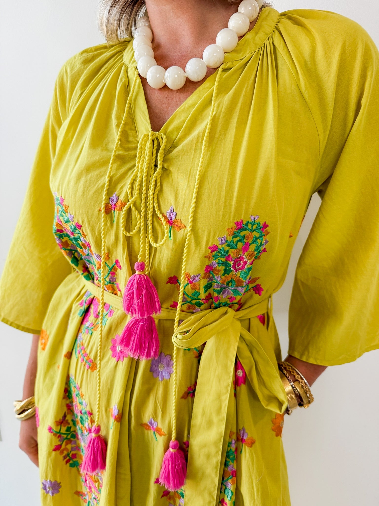 Woven Printed Maxi Dress - Mustard Multi