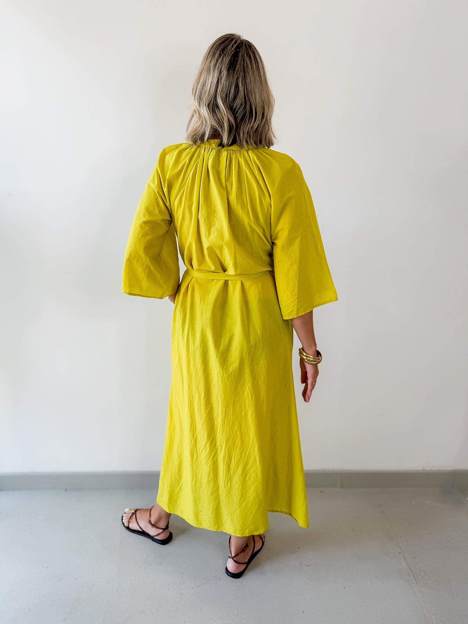 Woven Printed Maxi Dress - Mustard Multi
