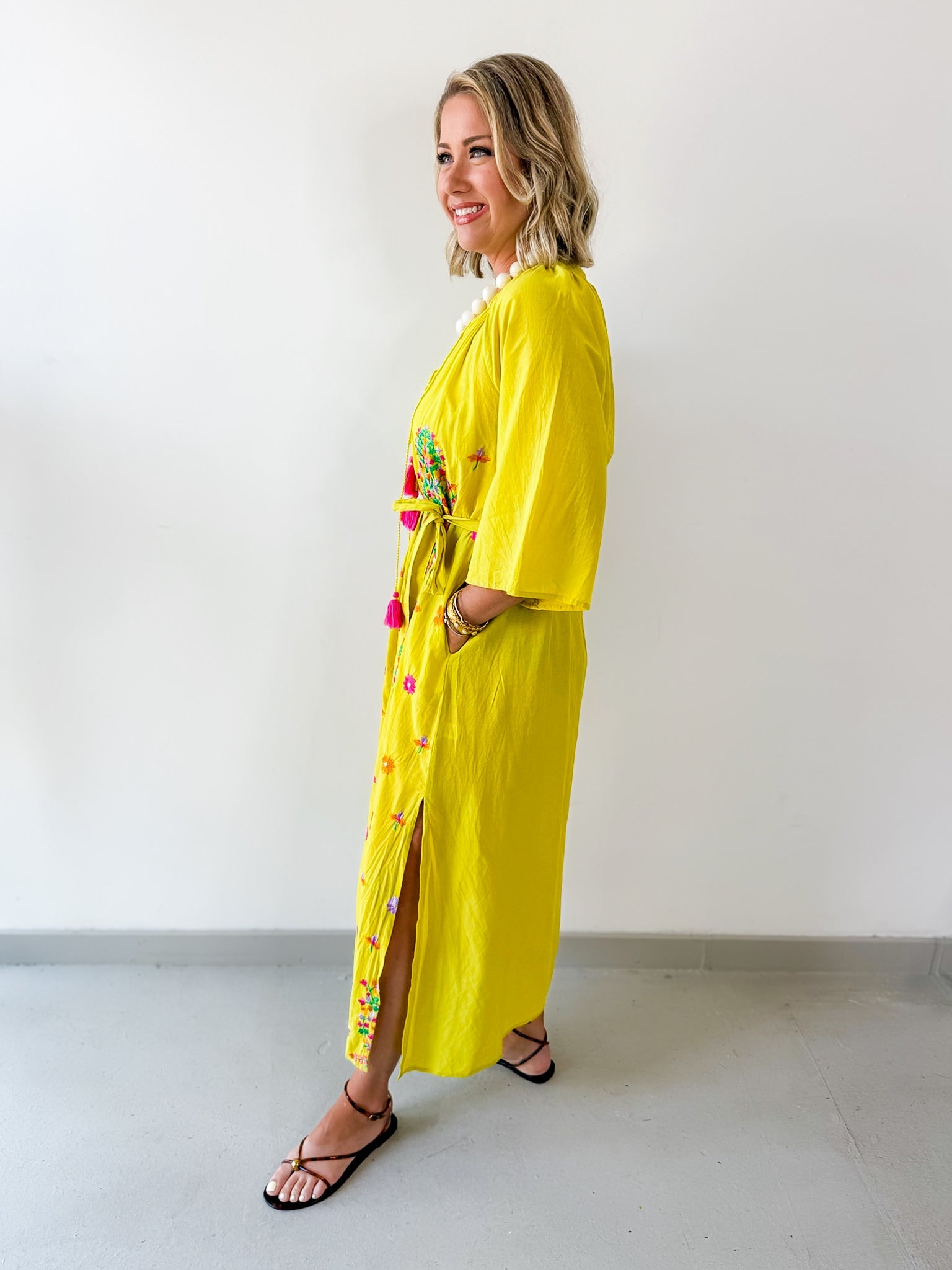 Woven Printed Maxi Dress - Mustard Multi