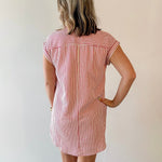 Woven Striped Mini Dress - Red