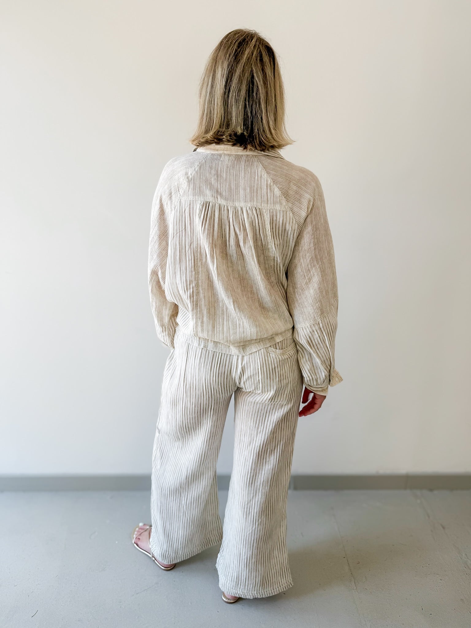 Woven Striped Oversized Shirt & Pant Set