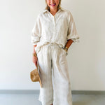Woven Striped Oversized Shirt & Pant Set
