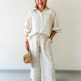 Woven Striped Oversized Shirt & Pant Set