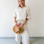 Woven Striped Oversized Shirt & Pant Set