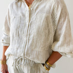 Woven Striped Oversized Shirt & Pant Set
