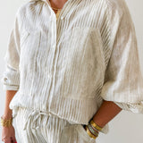 Woven Striped Oversized Shirt & Pant Set