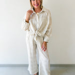 Woven Striped Oversized Shirt & Pant Set
