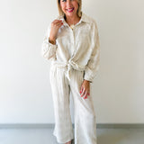 Woven Striped Oversized Shirt & Pant Set