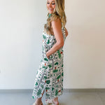 Wren Palm Print Midi Dress