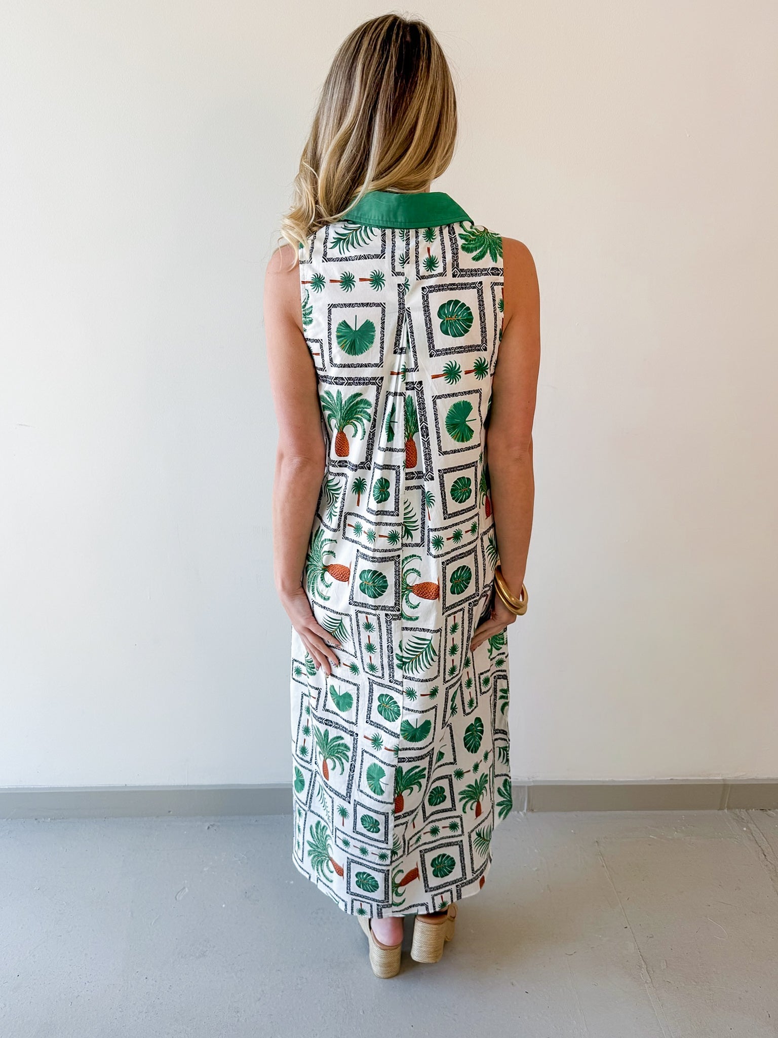 Wren Palm Print Midi Dress