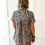 Zebra Print Collared Mini Dress