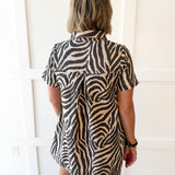 Zebra Print Collared Mini Dress