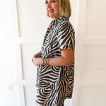 Zebra Print Collared Mini Dress