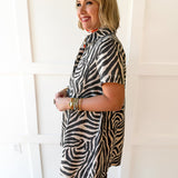 Zebra Print Collared Mini Dress