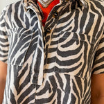 Zebra Print Collared Mini Dress