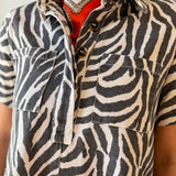 Zebra Print Collared Mini Dress