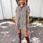 Zebra Print Collared Mini Dress